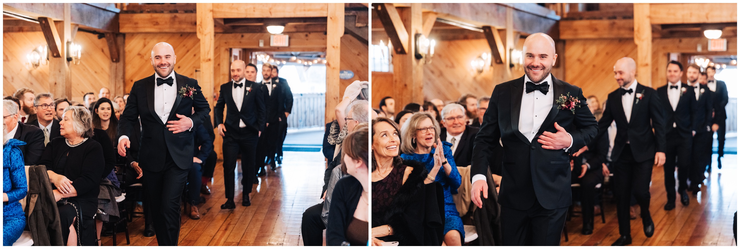 winter wedding ceremony in the barn at red lion in cohasset ma